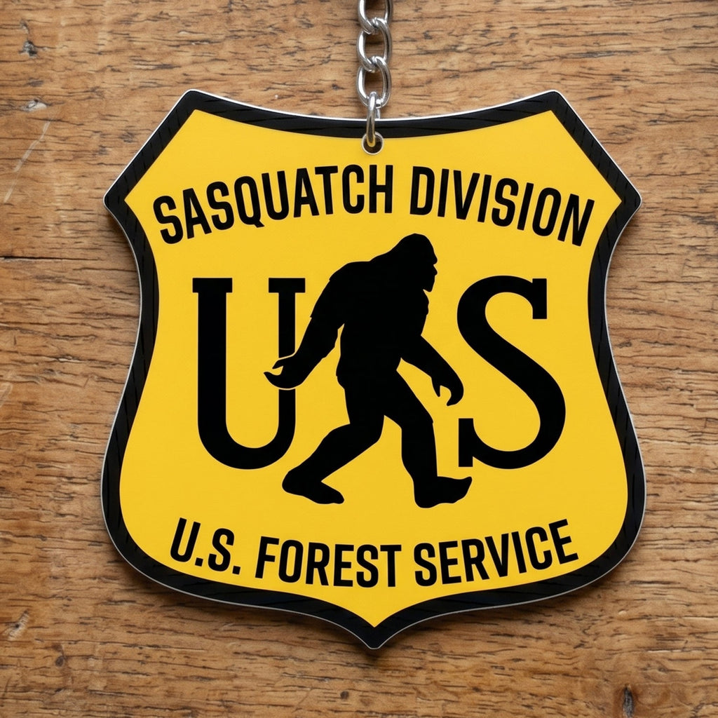 Sasquatch Division Acrylic Keychain for Outdoor Enthusiasts GradoCreations