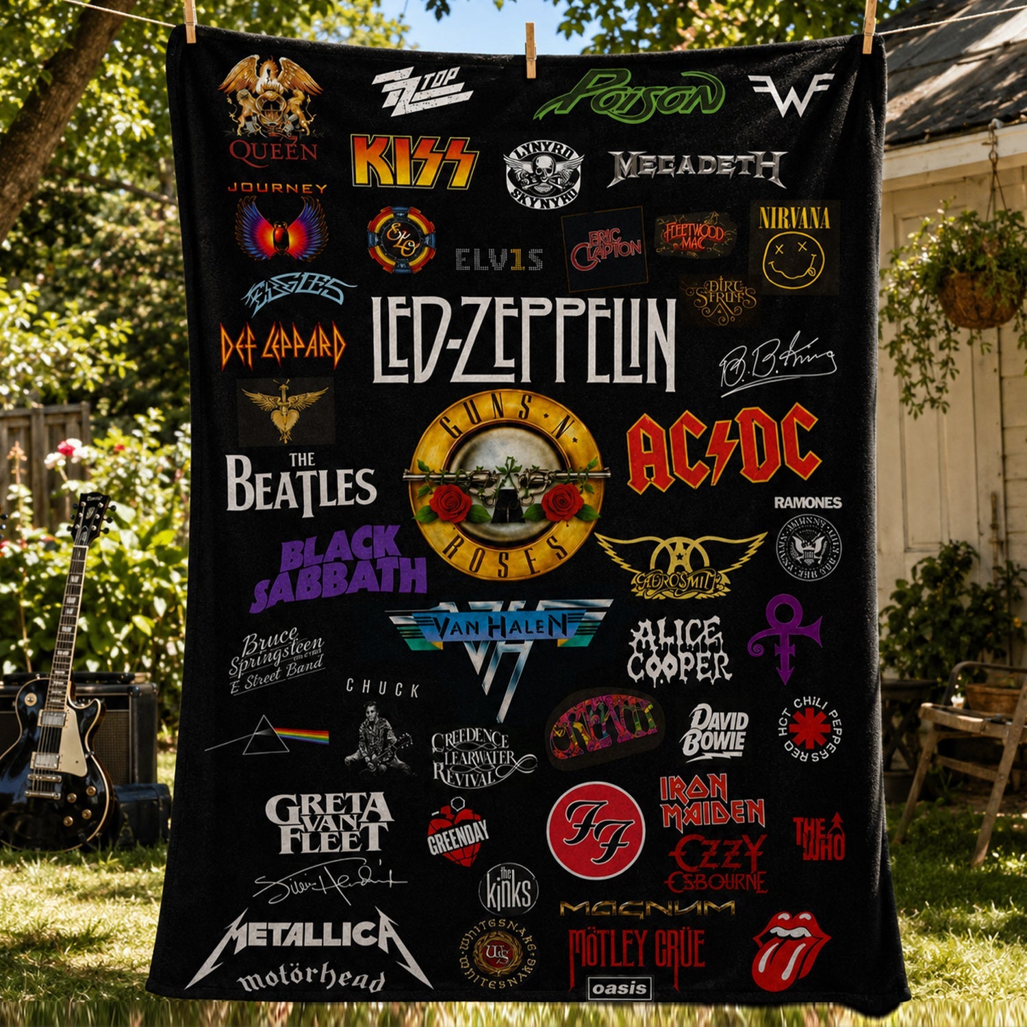 Personalized Classic Rock Legends Blanket Unique Gift GradoCreations