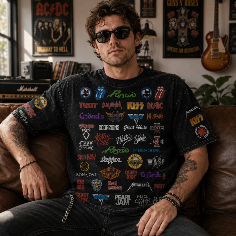 All Over Print Classic Rock T-Shirt for Men - Music Legends Gift T-shirt GradoCreations