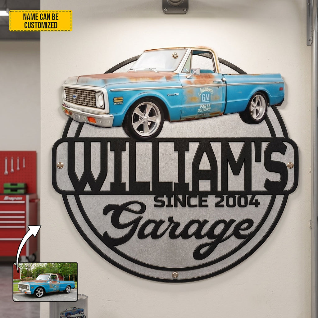 Personalized Classic Car Metal Sign Custom Photo Gift for Garage Decor GradoCreations