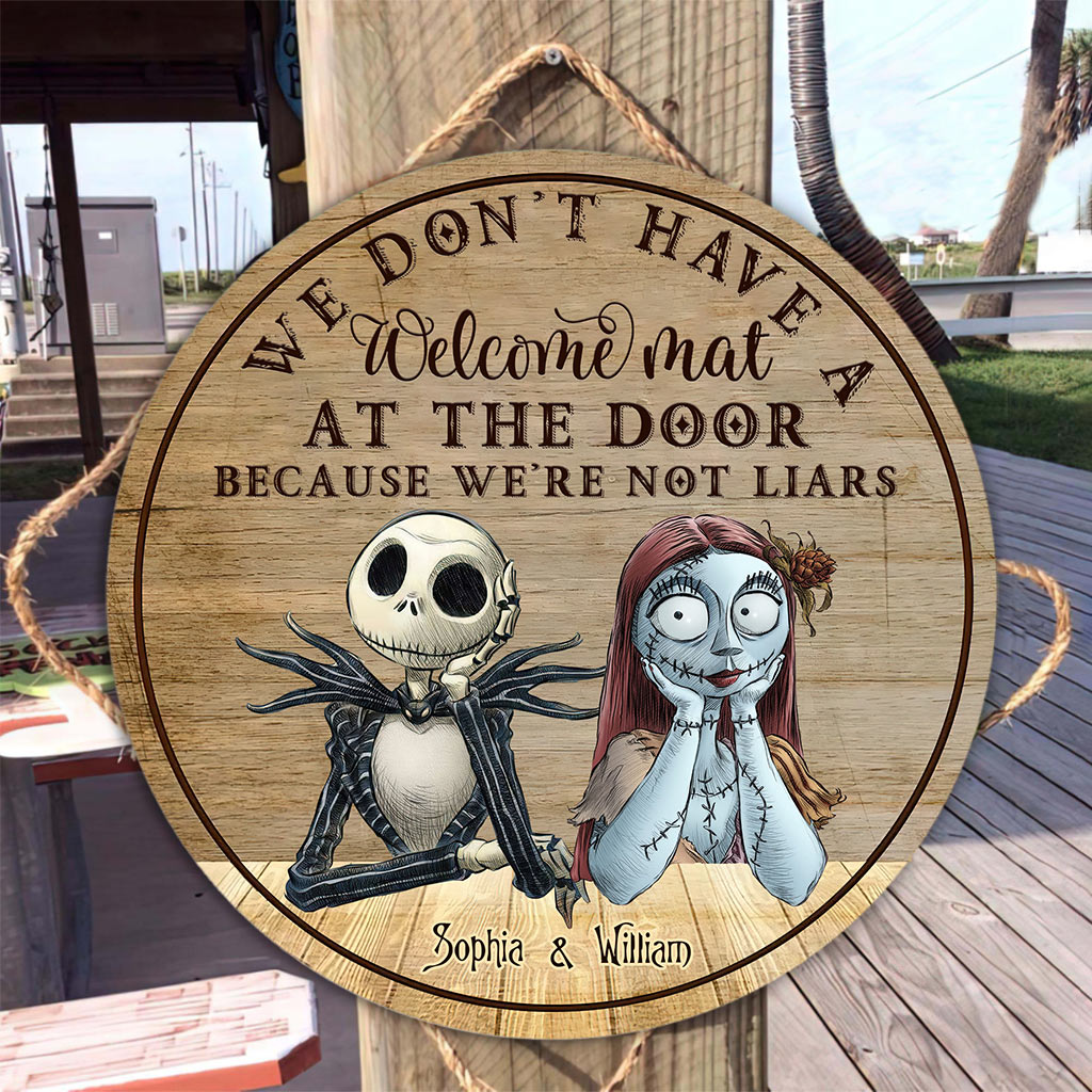 Personalized Couple Round Wood Sign Haunted Home Decor Gift Round Wood Sign GradoCreations