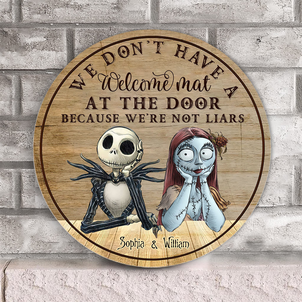 Personalized Couple Round Wood Sign Haunted Home Decor Gift Round Wood Sign GradoCreations