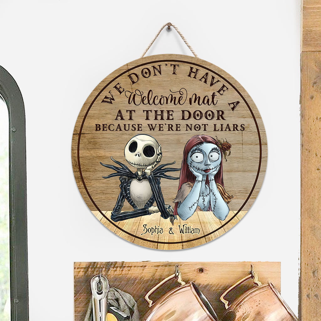 Personalized Couple Round Wood Sign Haunted Home Decor Gift Round Wood Sign GradoCreations