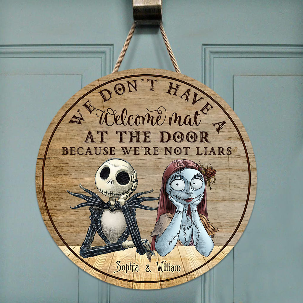 Personalized Couple Round Wood Sign Haunted Home Decor Gift Round Wood Sign GradoCreations
