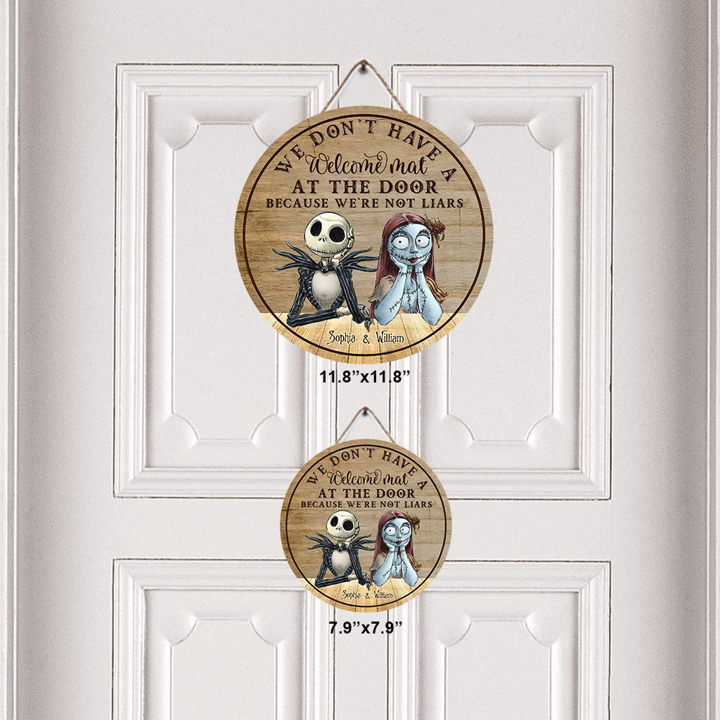 Personalized Couple Round Wood Sign Haunted Home Decor Gift Round Wood Sign GradoCreations
