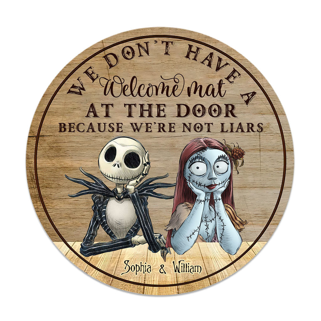 Personalized Couple Round Wood Sign Haunted Home Decor Gift Round Wood Sign GradoCreations
