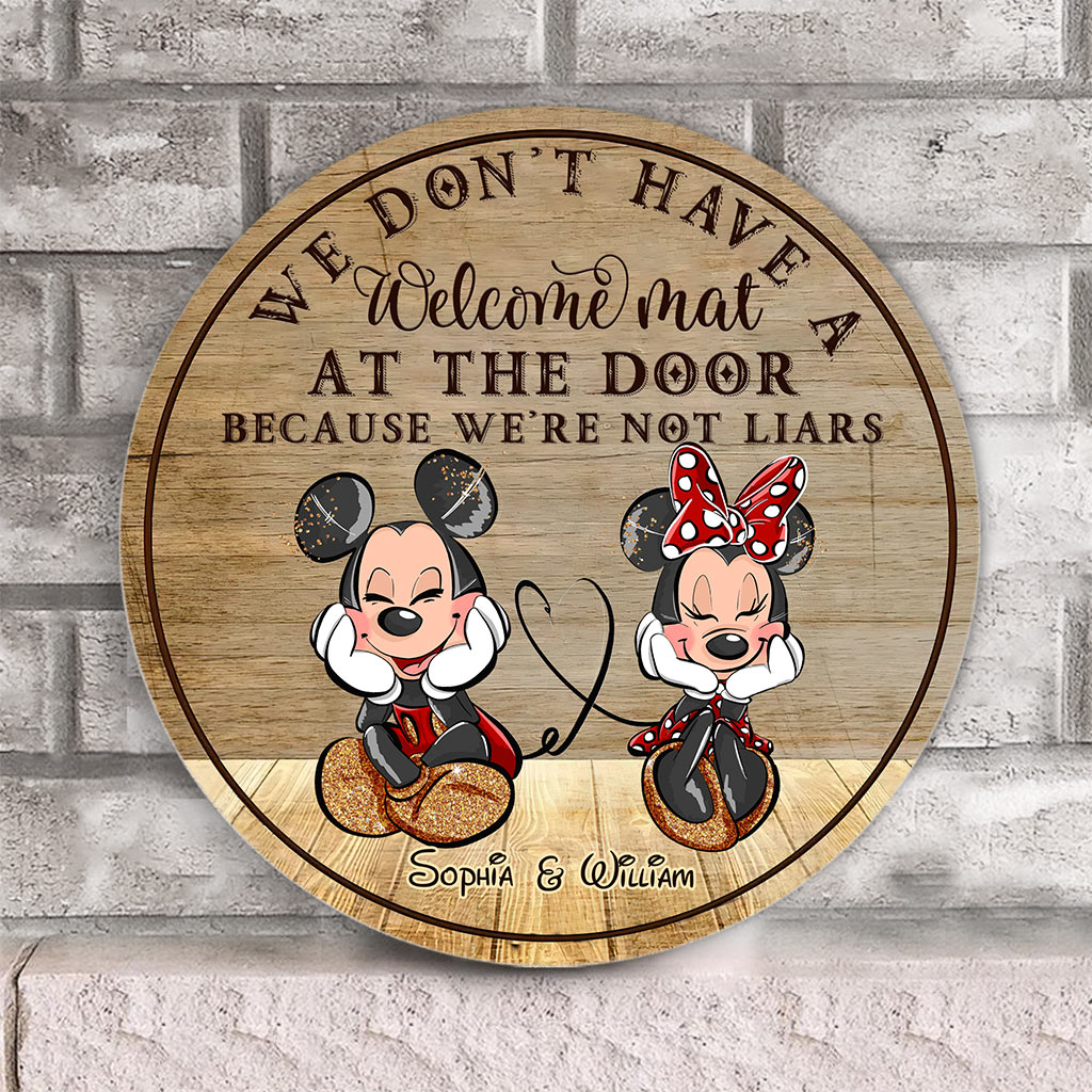 Personalized Round Wood Sign Welcome Mat Couple Gift Round Wood Sign GradoCreations