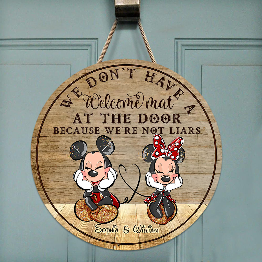 Personalized Round Wood Sign Welcome Mat Couple Gift Round Wood Sign GradoCreations