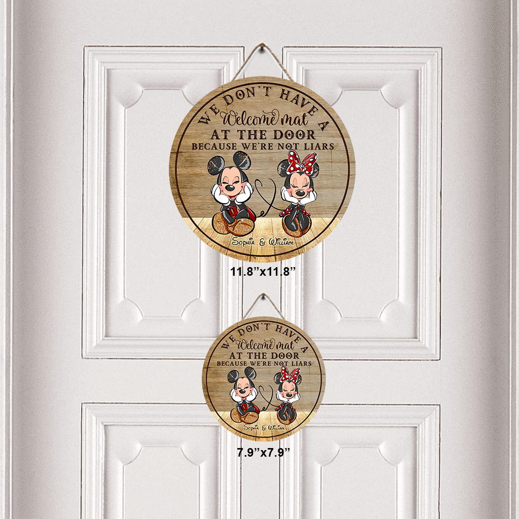 Personalized Round Wood Sign Welcome Mat Couple Gift Round Wood Sign GradoCreations