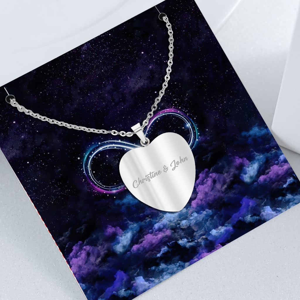 Personalized Ohana Heart Pendant Necklace for Couples - Custom Engraved Gift Heart Pendant Necklace GradoCreations