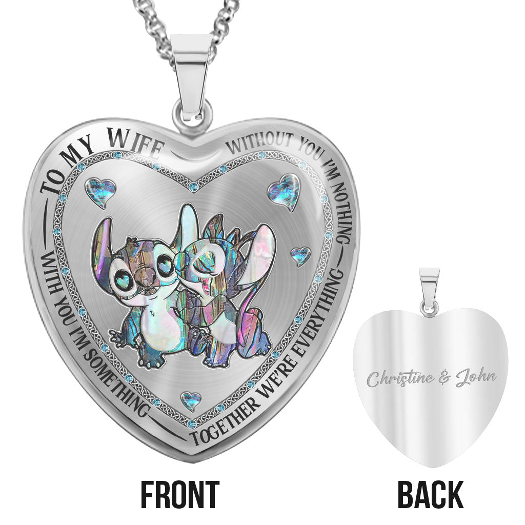 Personalized Ohana Heart Pendant Necklace for Couples - Custom Engraved Gift Heart Pendant Necklace GradoCreations