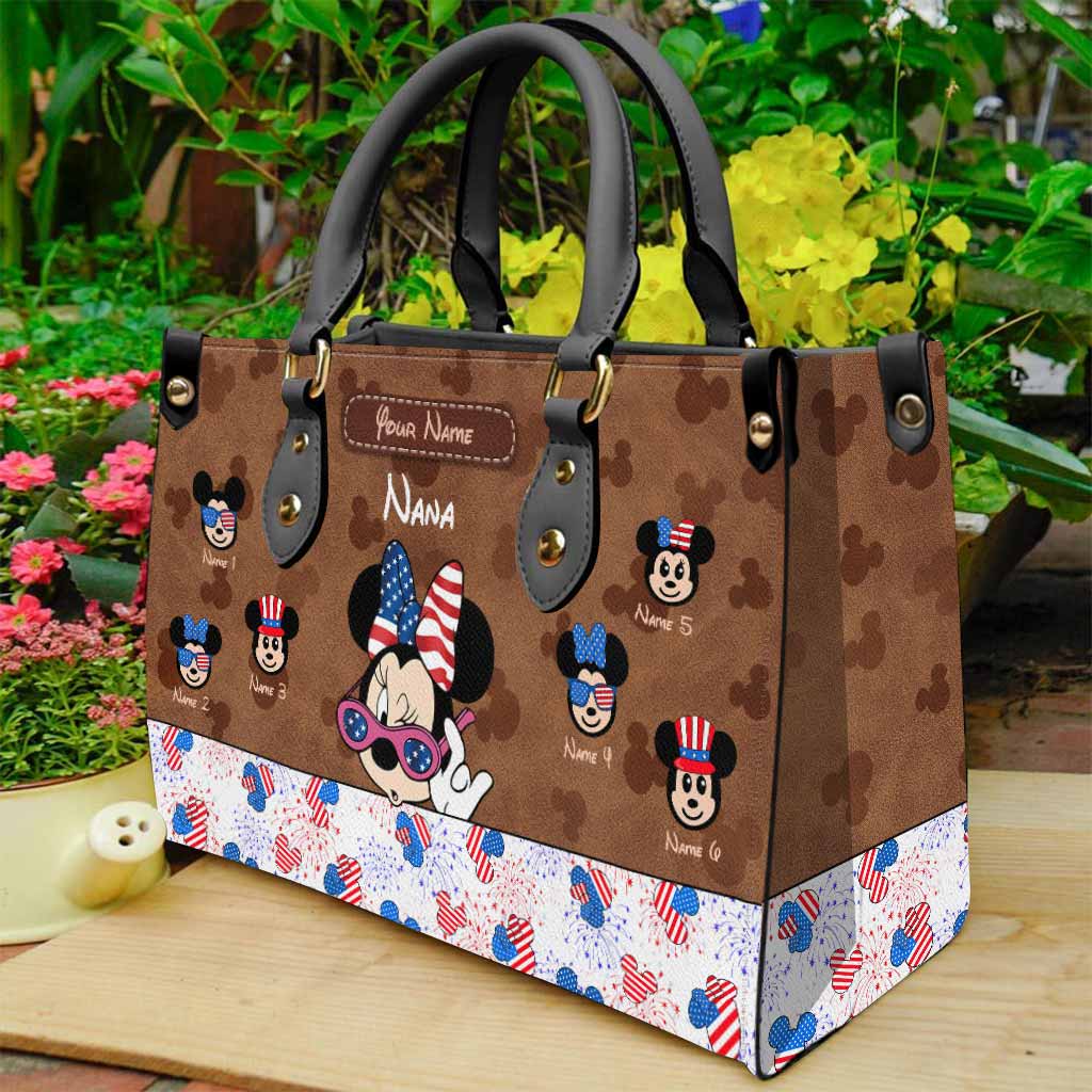 Personalized Leather Handbag for Grandma Magic Gift for Independence Day Leather Handbag GradoCreations