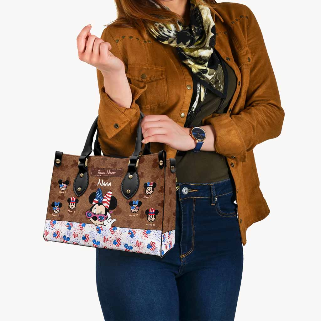Personalized Leather Handbag for Grandma Magic Gift for Independence Day Leather Handbag GradoCreations