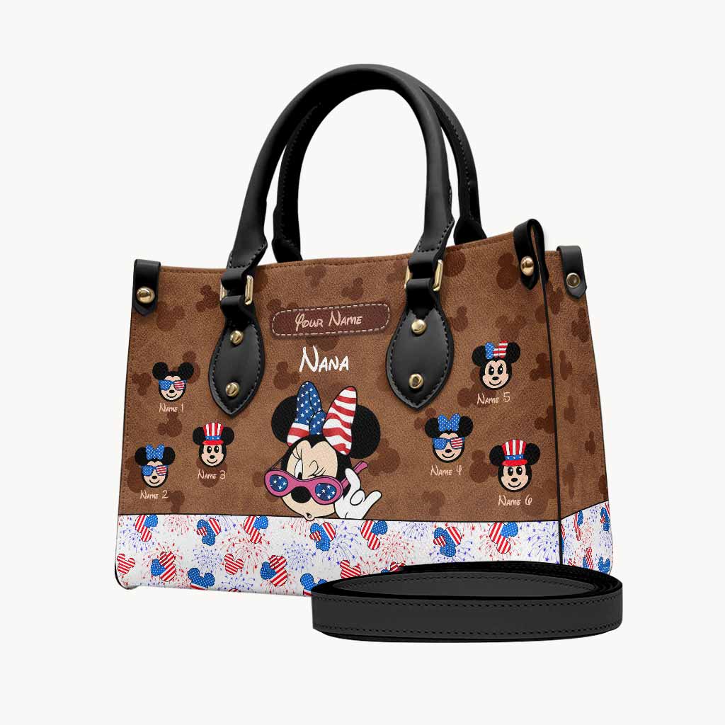 Personalized Leather Handbag for Grandma Magic Gift for Independence Day Leather Handbag GradoCreations