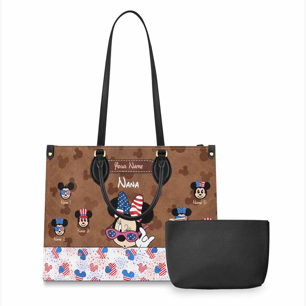 Personalized Leather Handbag for Grandma Magic Gift for Independence Day Leather Handbag GradoCreations