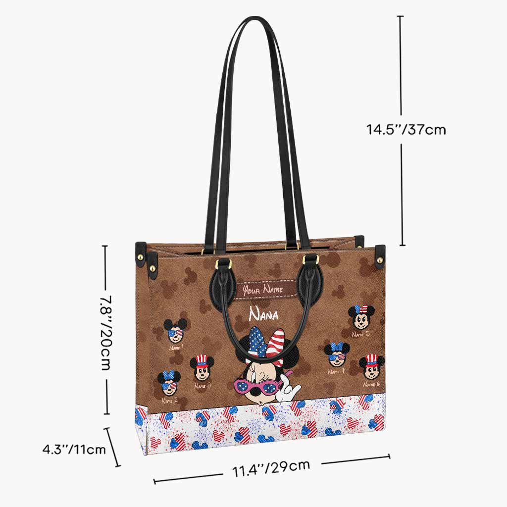 Personalized Leather Handbag for Grandma Magic Gift for Independence Day Leather Handbag GradoCreations