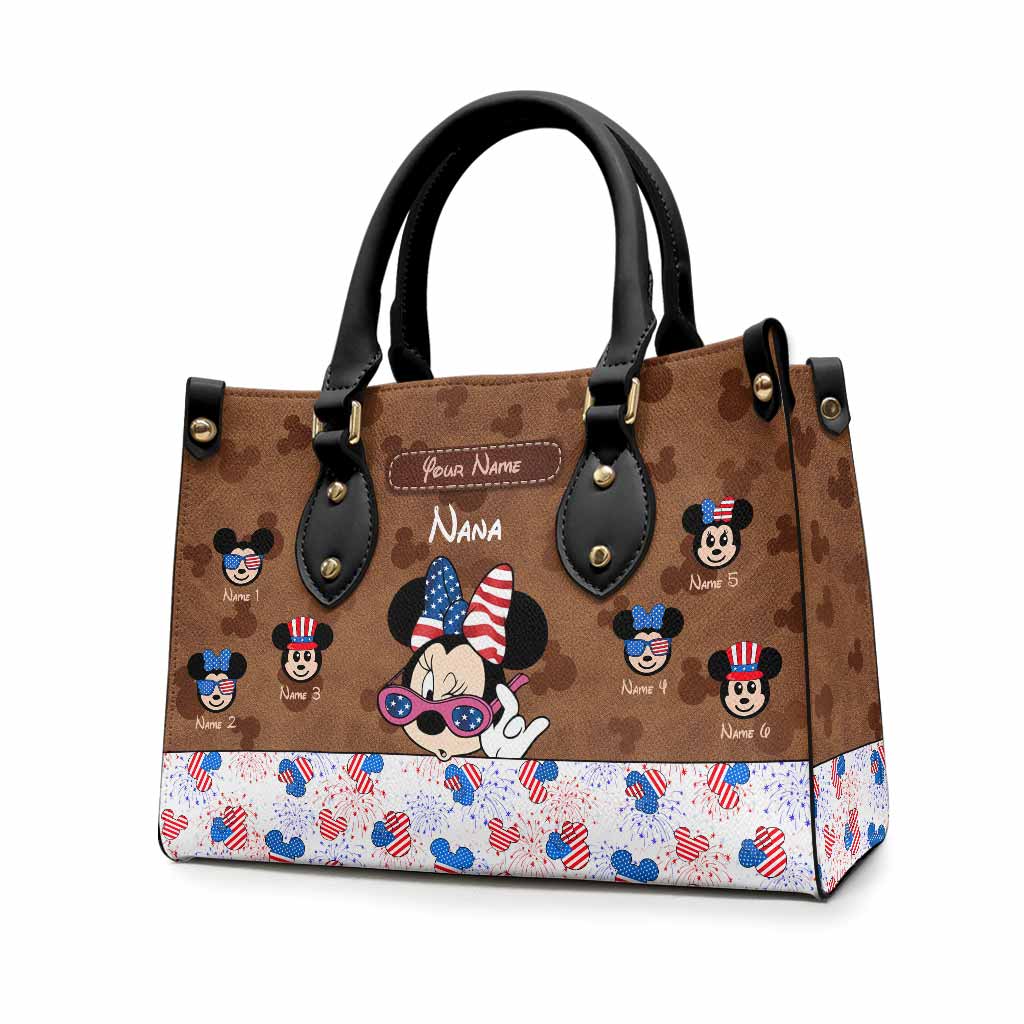 Personalized Leather Handbag for Grandma Magic Gift for Independence Day Leather Handbag GradoCreations