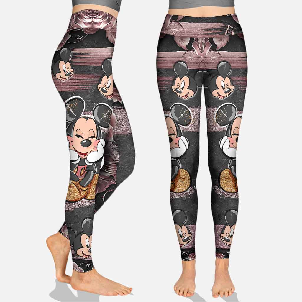 Personalized Pink Mouse Ears Hollow Tank Top & Leggings Set Hollow Tank & Leggings GradoCreations
