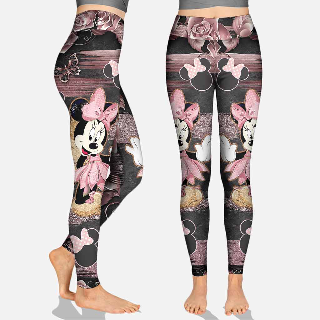 Personalized Little Pink Mouse Ears Cross Tank & Leggings Set Cross Tank Top & Leggings GradoCreations