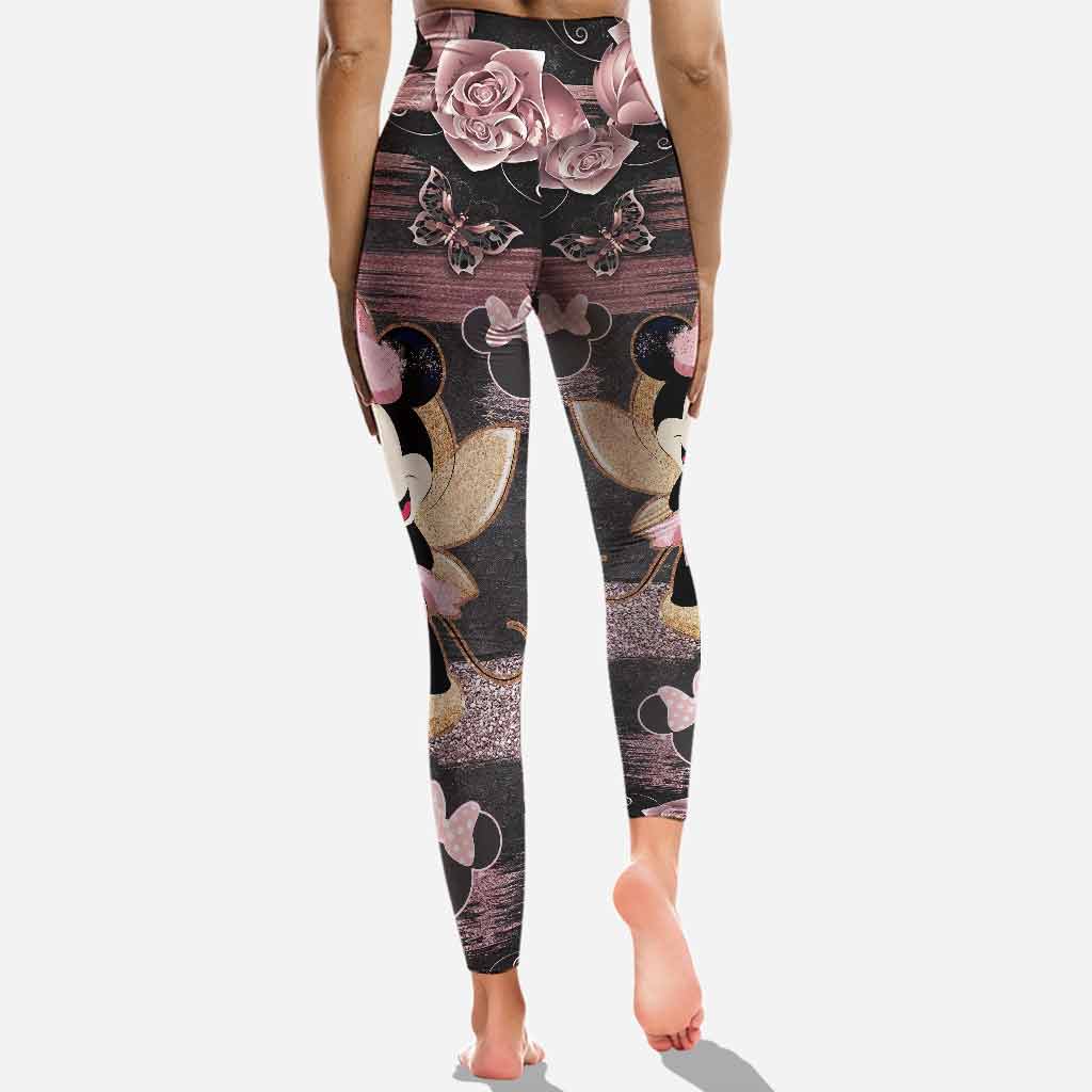 Personalized Little Pink Mouse Ears Cross Tank & Leggings Set Cross Tank Top & Leggings GradoCreations