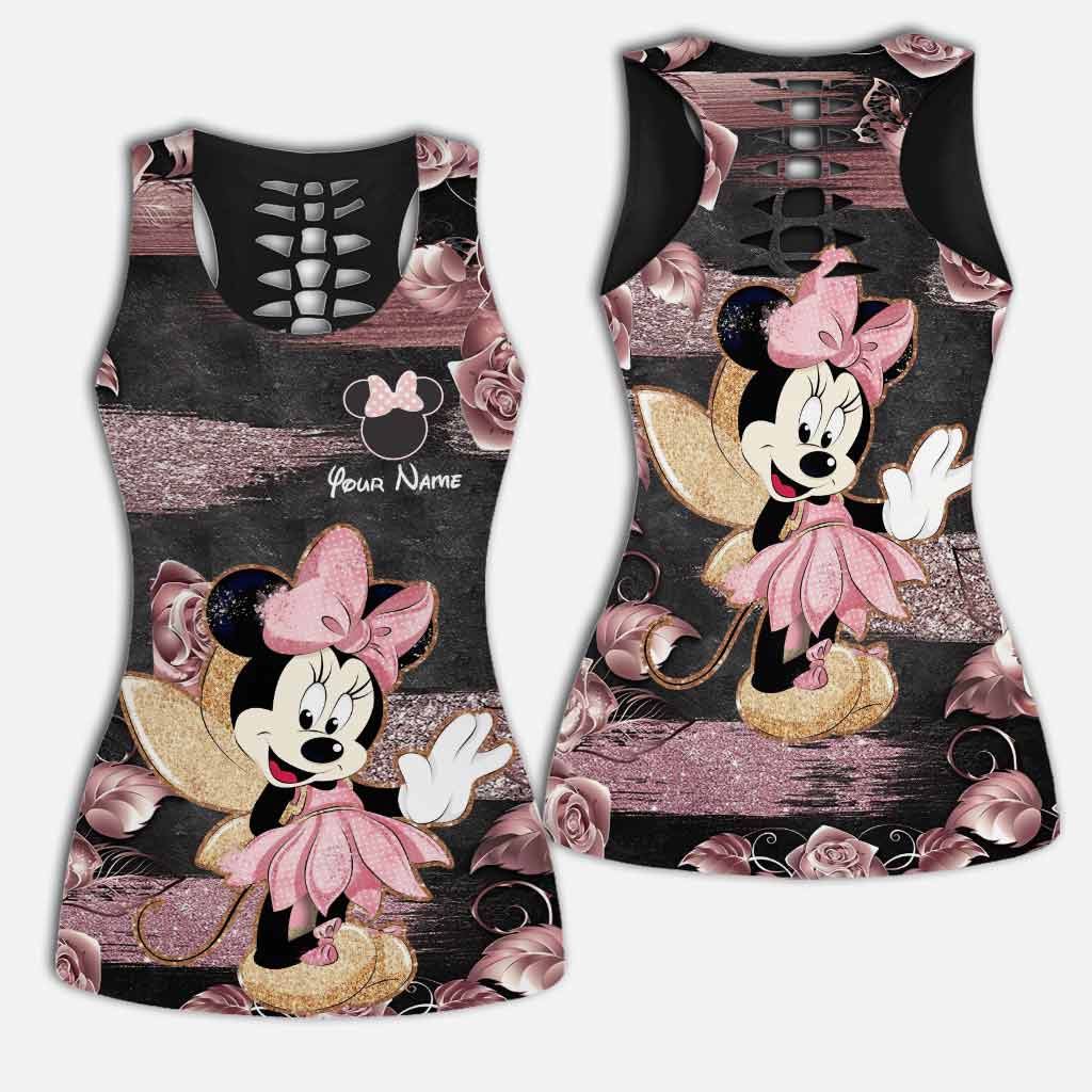 Personalized Hollow Tank Top and Leggings with Minnie Mouse Design for Kids' Birthday Gifts Hollow Tank & Leggings GradoCreations