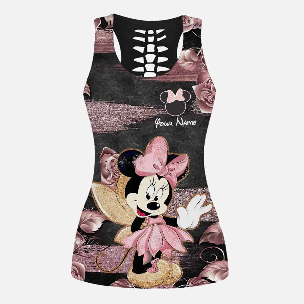 Personalized Hollow Tank Top and Leggings with Minnie Mouse Design for Kids' Birthday Gifts Hollow Tank & Leggings GradoCreations