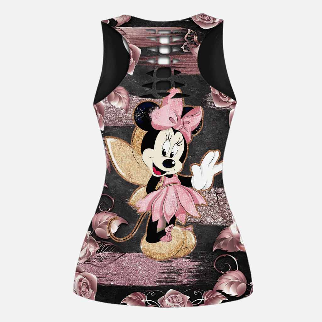 Personalized Hollow Tank Top and Leggings with Minnie Mouse Design for Kids' Birthday Gifts Hollow Tank & Leggings GradoCreations