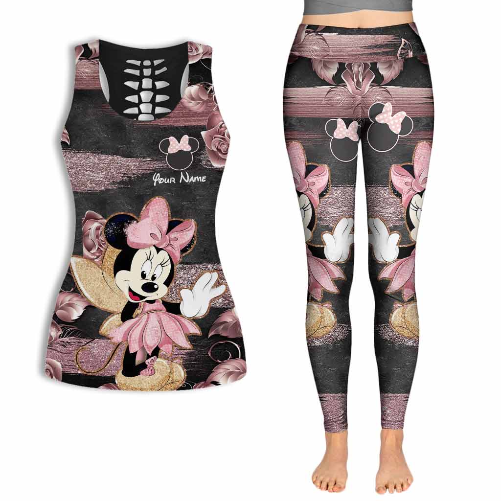 Personalized Hollow Tank Top and Leggings with Minnie Mouse Design for Kids' Birthday Gifts Hollow Tank & Leggings GradoCreations