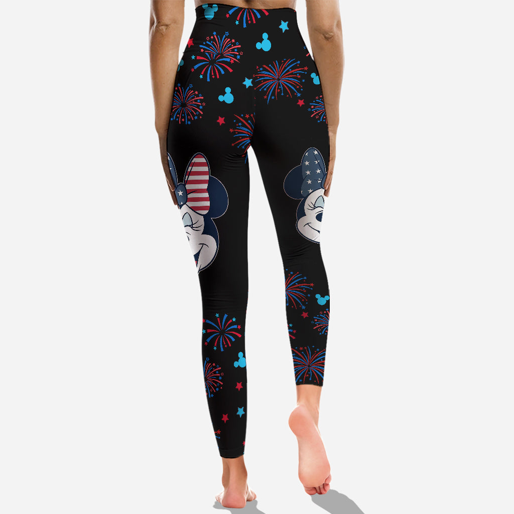 Personalized 4th of July Mouse Cross Tank Top & Leggings Set Cross Tank Top & Leggings GradoCreations