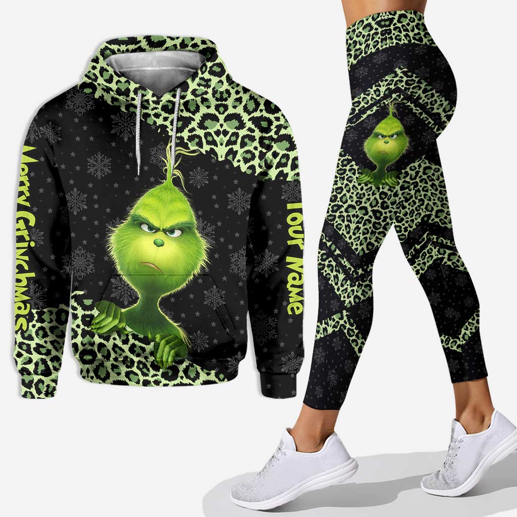 Personalized Grinch Christmas Hoodie and Leggings Set Gift Hoodie & Leggings GradoCreations