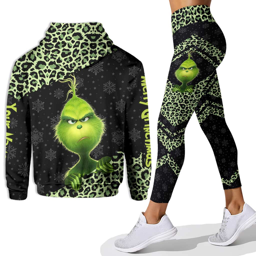 Personalized Grinch Christmas Hoodie and Leggings Set Gift Hoodie & Leggings GradoCreations