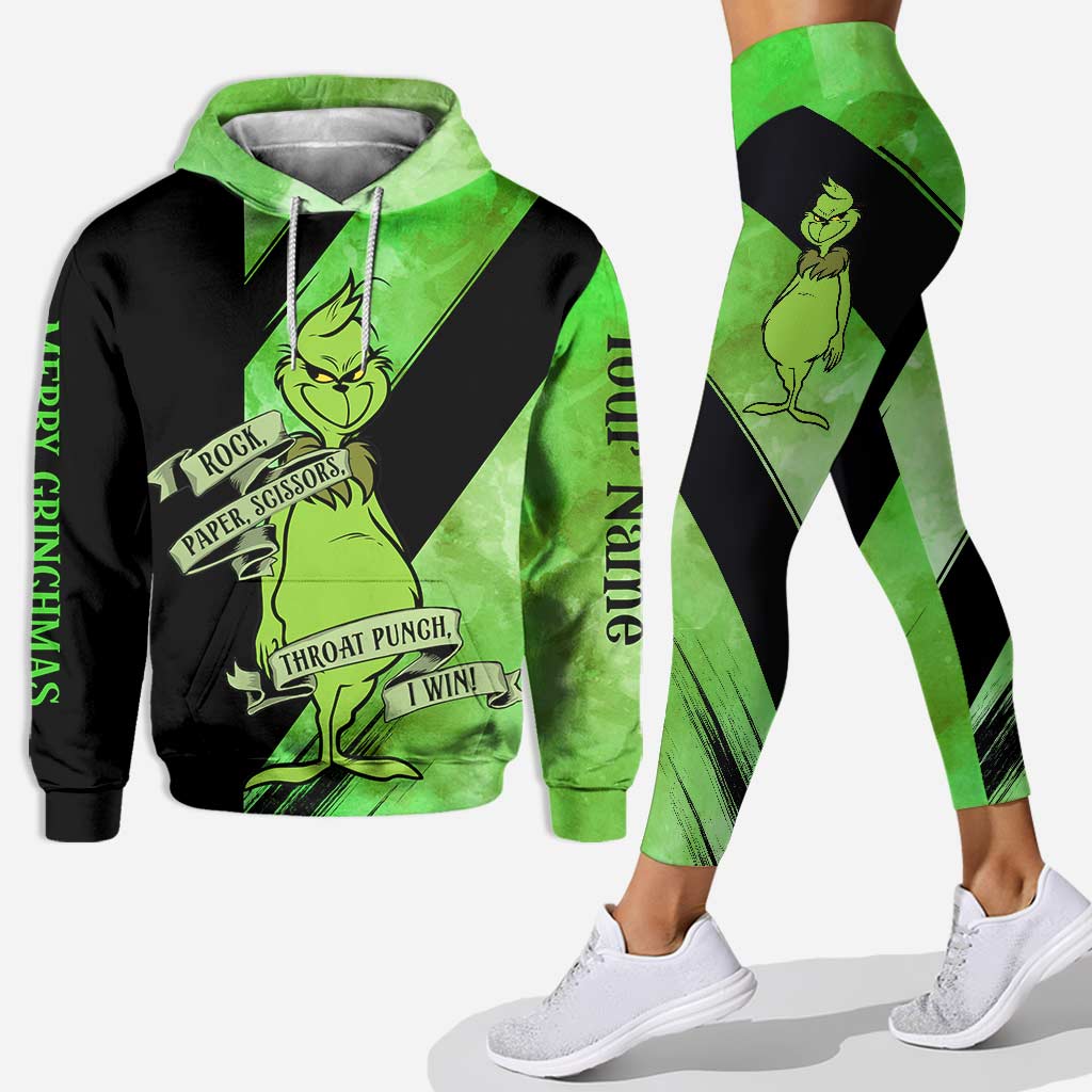 Personalized Grinch Hoodie and Leggings Set for Christmas Hoodie & Leggings GradoCreations