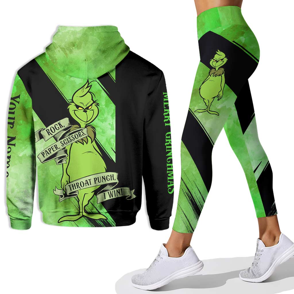 Personalized Grinch Hoodie and Leggings Set for Christmas Hoodie & Leggings GradoCreations