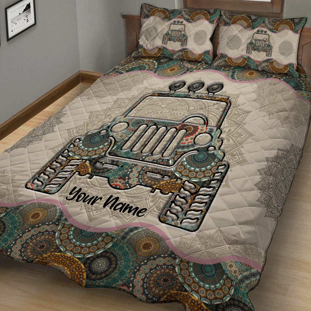Personalized Car Quilt Set Custom Name for Jeep Lovers Quilt Set GradoCreations