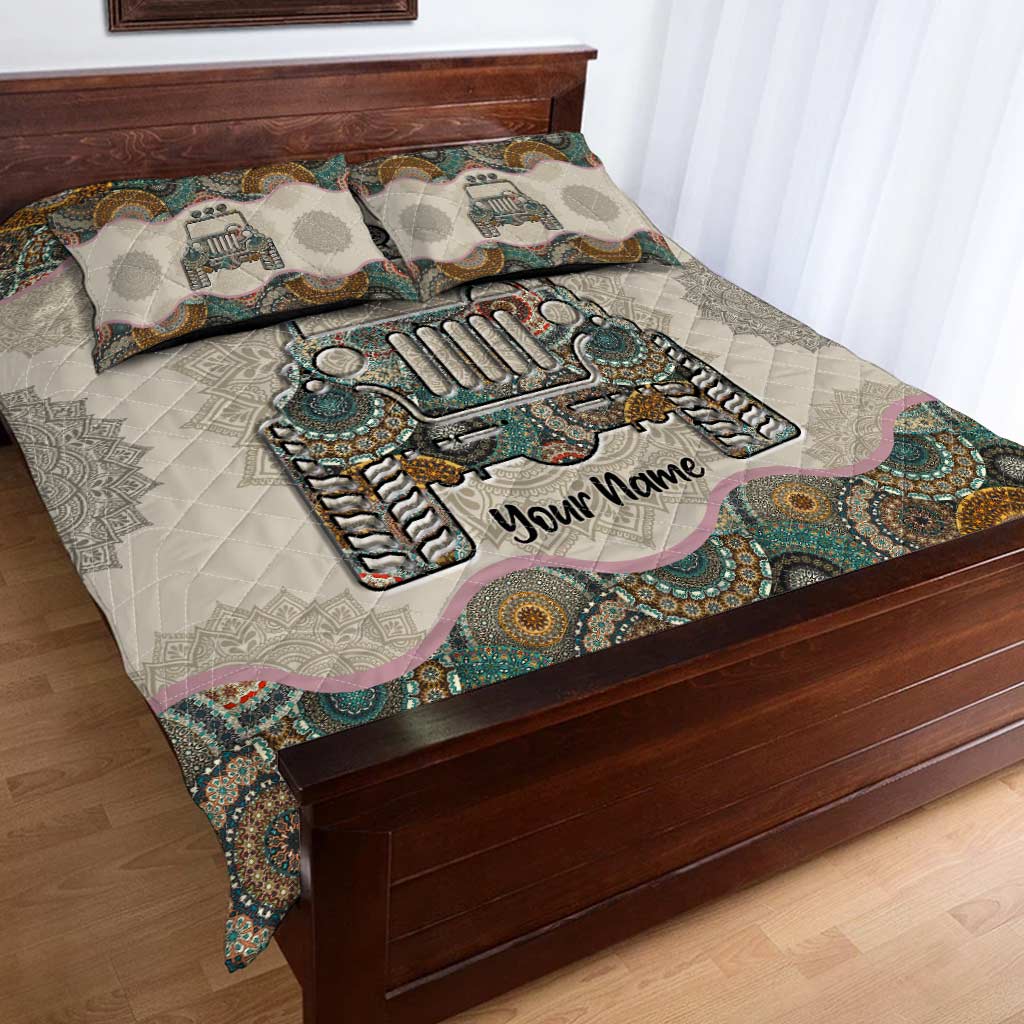 Personalized Car Quilt Set Custom Name for Jeep Lovers Quilt Set GradoCreations