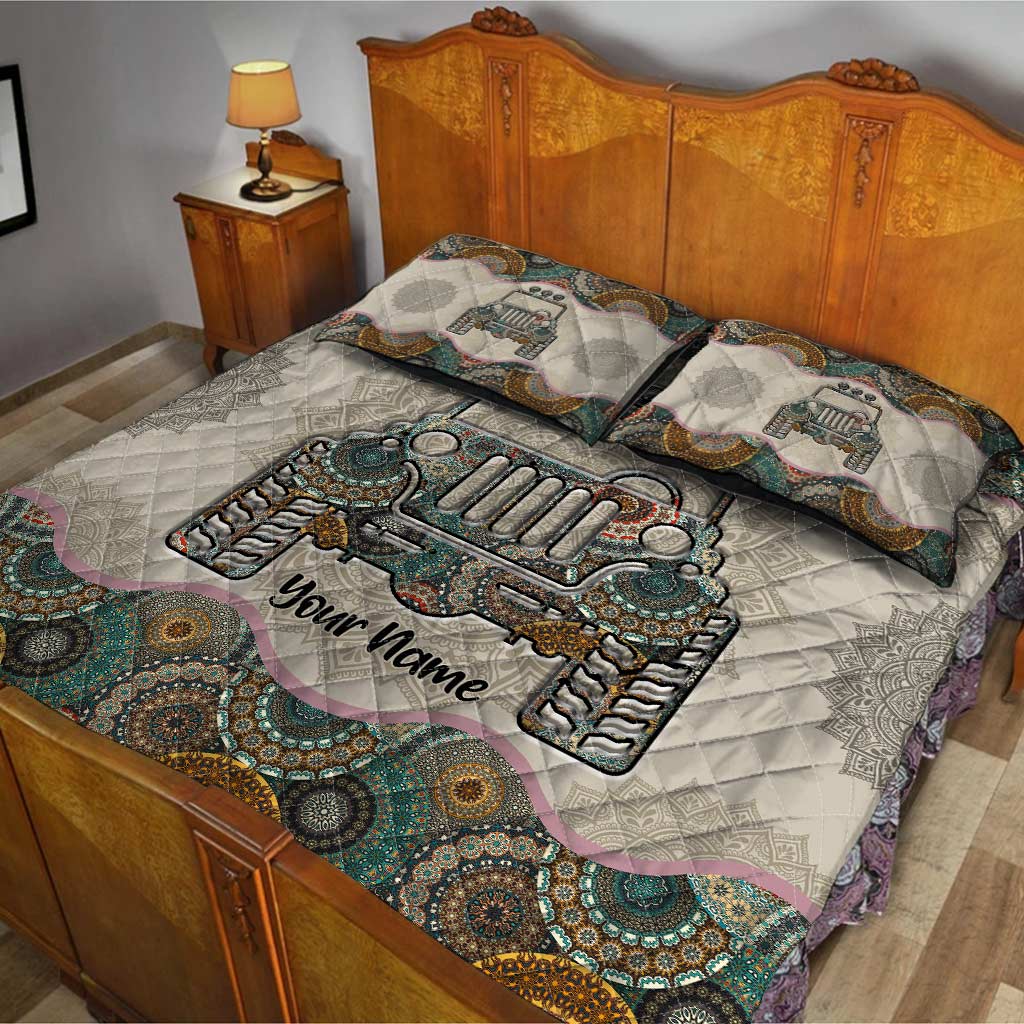 Personalized Car Quilt Set Custom Name for Jeep Lovers Quilt Set GradoCreations