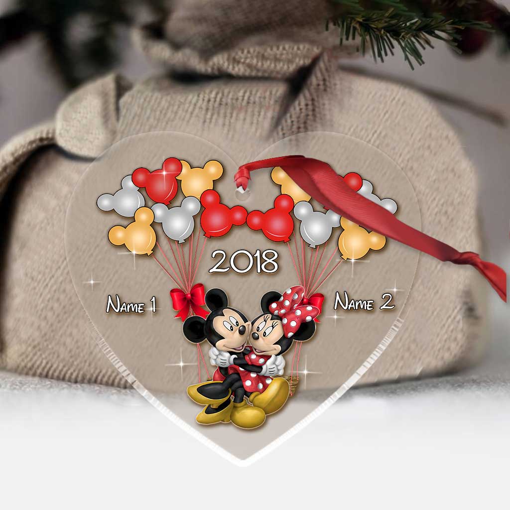 Personalized Christmas Couple Transparent Ornament Custom Names Gift One-sided Ornament GradoCreations