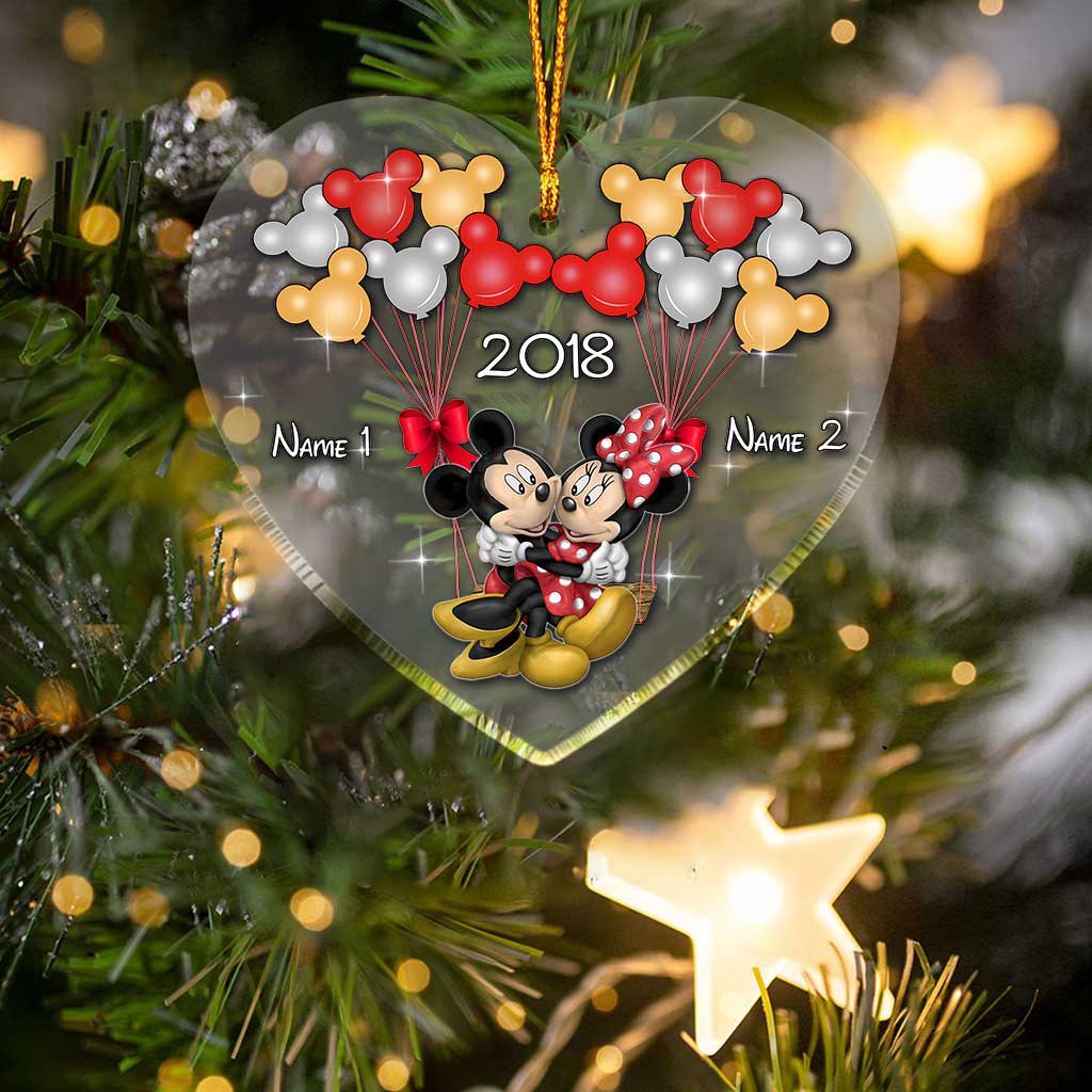 Personalized Christmas Couple Transparent Ornament Custom Names Gift One-sided Ornament GradoCreations