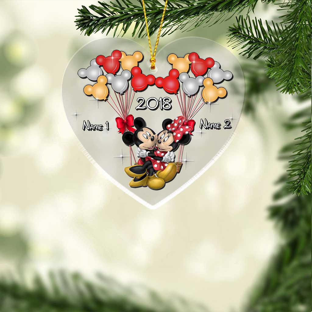 Personalized Christmas Couple Transparent Ornament Custom Names Gift One-sided Ornament GradoCreations