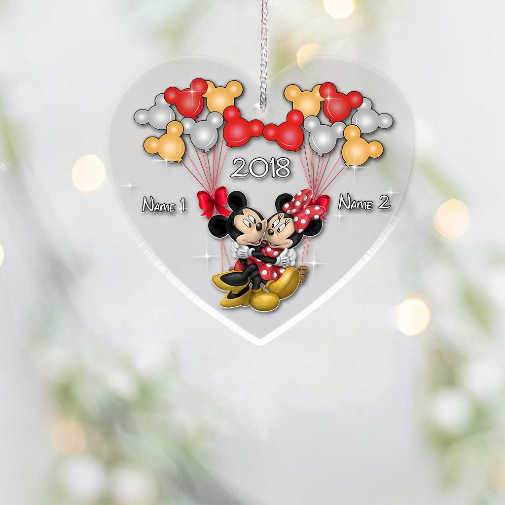 Personalized Christmas Couple Transparent Ornament Custom Names Gift One-sided Ornament GradoCreations