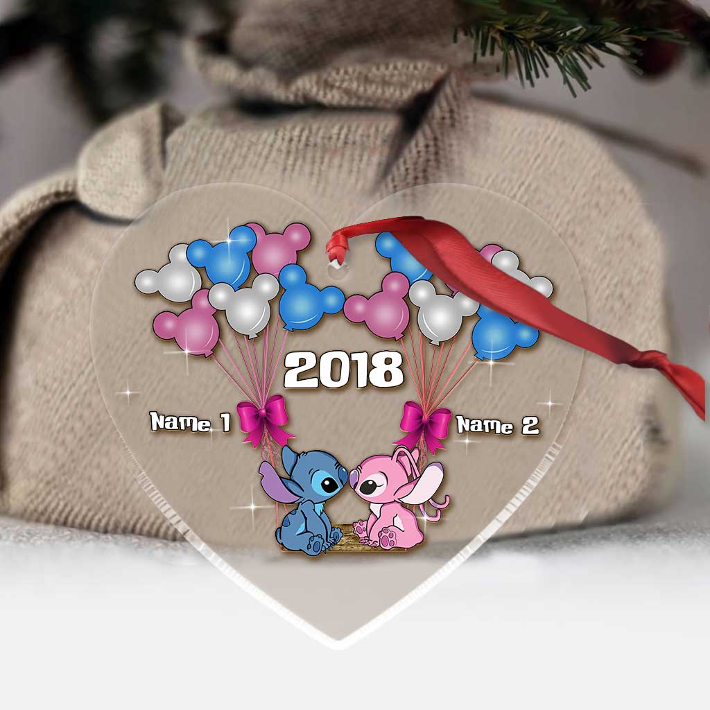 Personalized Christmas Ornament Custom Names Transparent Gift for Couple One-sided Ornament GradoCreations