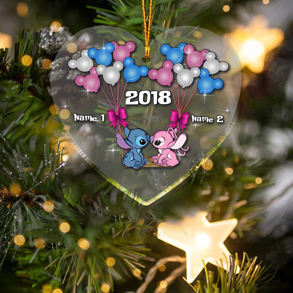 Personalized Christmas Ornament Custom Names Transparent Gift for Couple One-sided Ornament GradoCreations