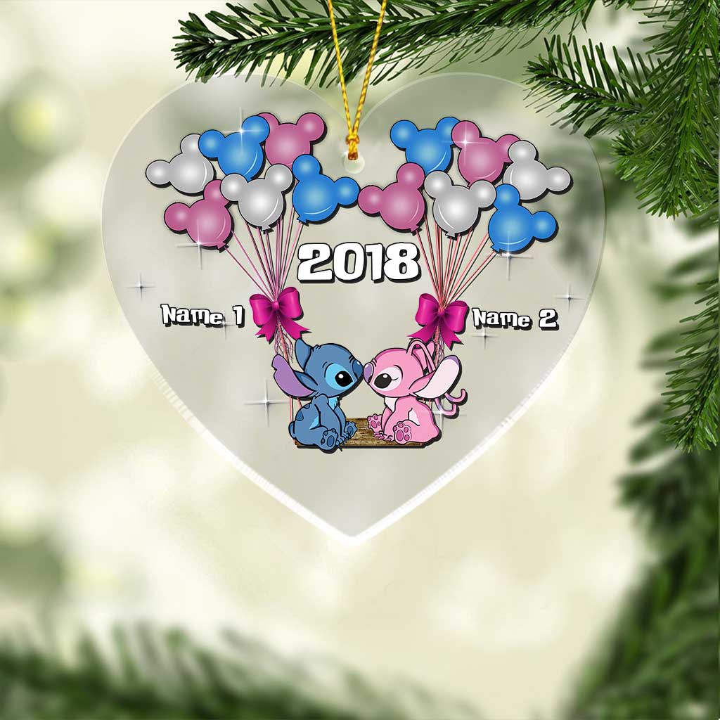 Personalized Christmas Ornament Custom Names Transparent Gift for Couple One-sided Ornament GradoCreations