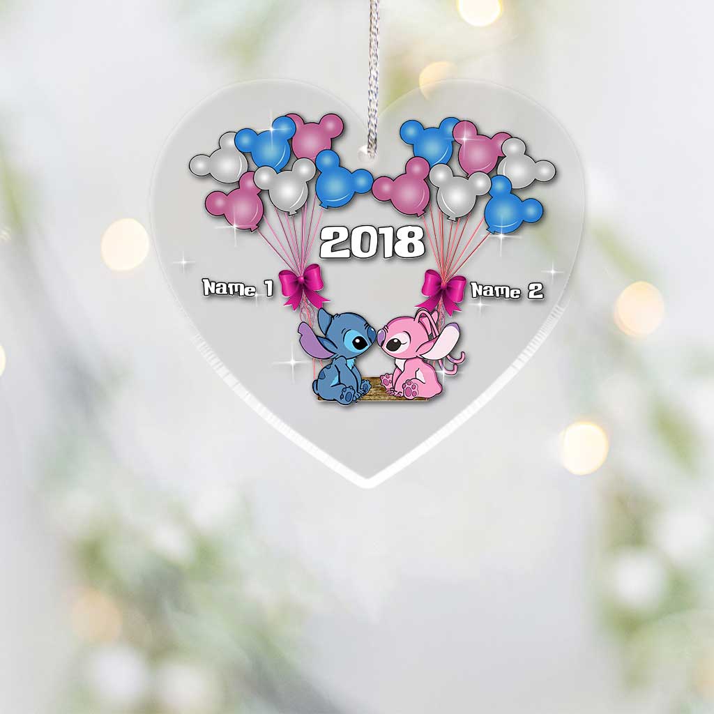 Personalized Christmas Ornament Custom Names Transparent Gift for Couple One-sided Ornament GradoCreations