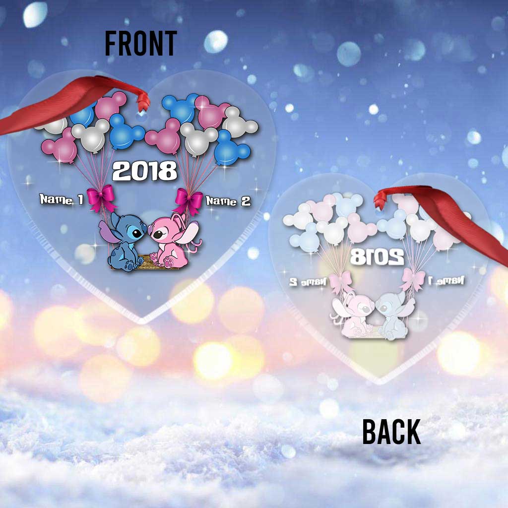 Personalized Christmas Ornament Custom Names Transparent Gift for Couple One-sided Ornament GradoCreations