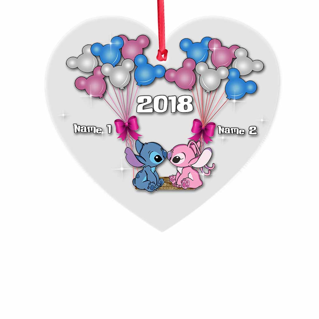 Personalized Christmas Ornament Custom Names Transparent Gift for Couple One-sided Ornament GradoCreations