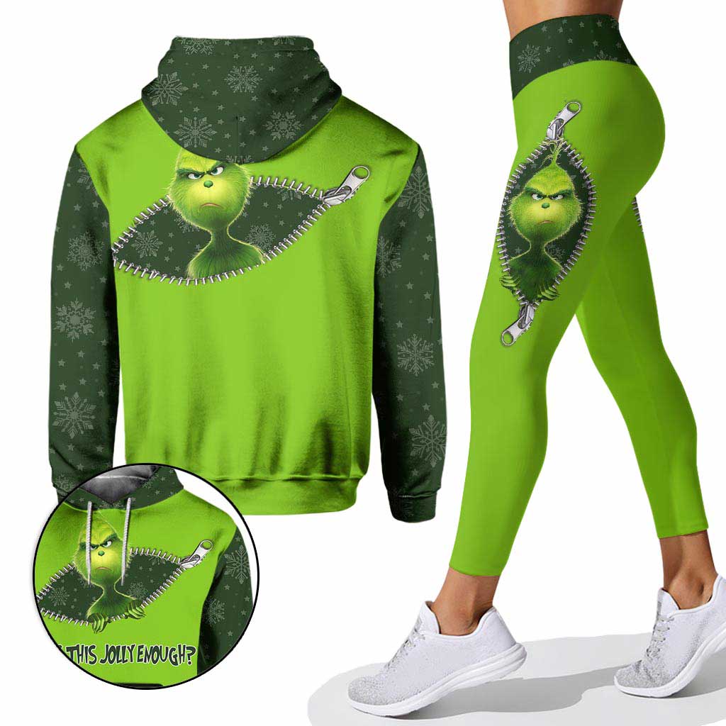 Personalized Grinch Christmas Hoodie and Leggings Set for Holiday Fun Hoodie & Leggings GradoCreations