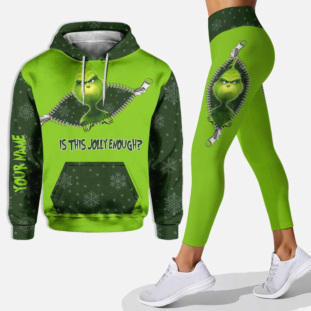 Personalized Grinch Christmas Hoodie and Leggings Set for Holiday Fun Hoodie & Leggings GradoCreations