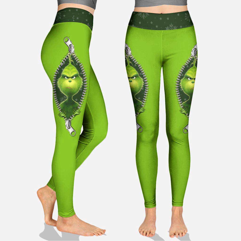 Personalized Grinch Christmas Hoodie and Leggings Set for Holiday Fun Hoodie & Leggings GradoCreations