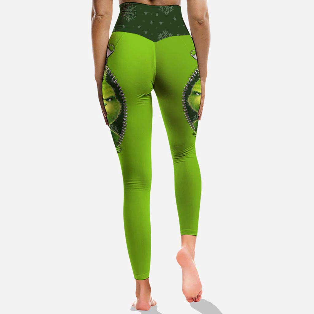 Personalized Grinch Christmas Hoodie and Leggings Set for Holiday Fun Hoodie & Leggings GradoCreations